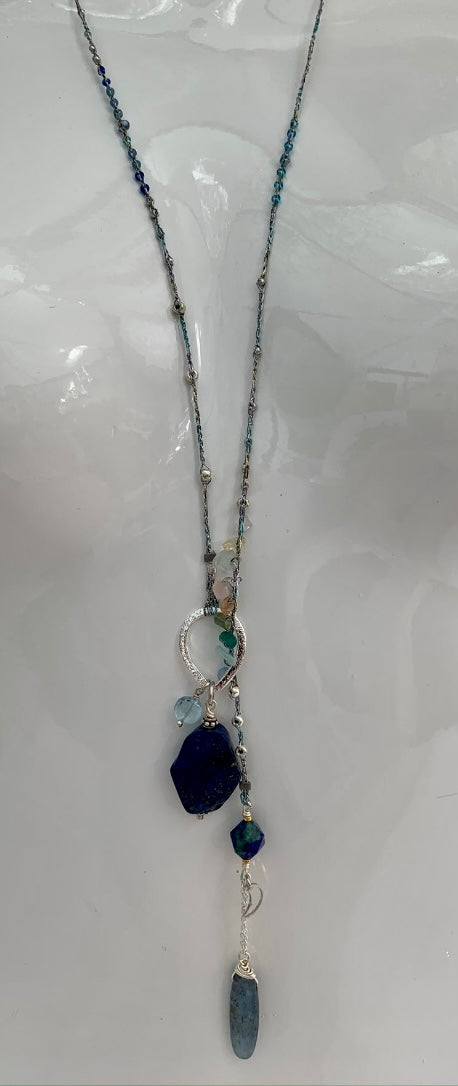 2024 Lapis Lazuli and Blue Kyanite Necklace Pendant.