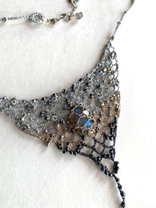 Multi Silver Lace Necklace with Labradorite