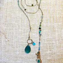 Emerald tear-drop necklace with 7 chakras