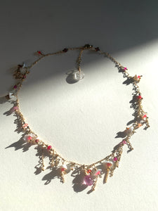 Pink Sapphire Whimsical  Necklace