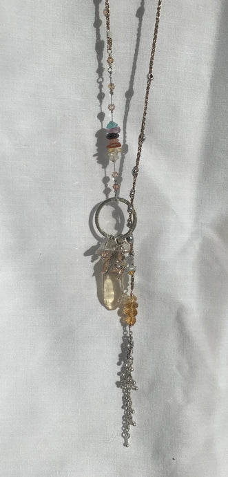 Citrine Necklace with Silver Tassel