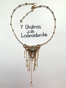 Gold fringe 7chakras Labradorite necklace