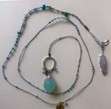 Blue Chalcedony Necklace With Silver Feather