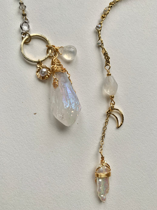 Everyday Chic Quartz drop with Moonstone Lariat