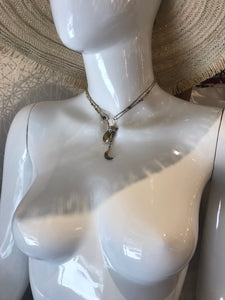Pyrite Teardrop Necklace with Labradorite Moon
