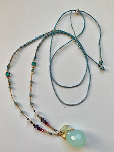 Blue Chalcedony 7 chakras necklace