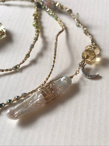 AAA Grade Green Quartz Necklace With White Pearl