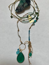 Emerald tear-drop necklace with 7 chakras