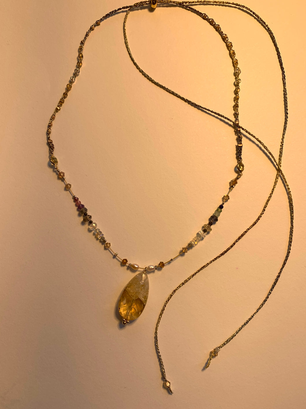 Adjustable necklace with Citrine