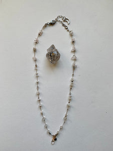 Aries White Topaz Necklace w/Black Diamond