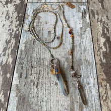 Agate adjustable necklace with Smoky Quartz