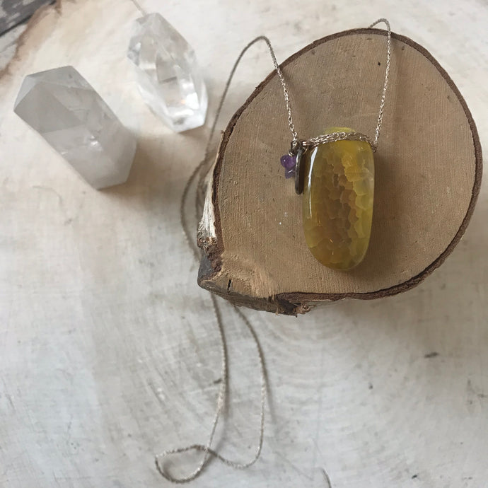 Yellow Agate Pendant Necklace