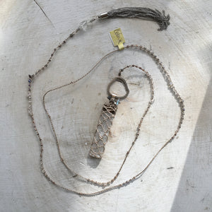 Selenite Necklace with Silver Tassel