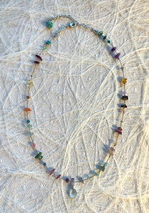 7Chakras Silver Necklace with Birthstone