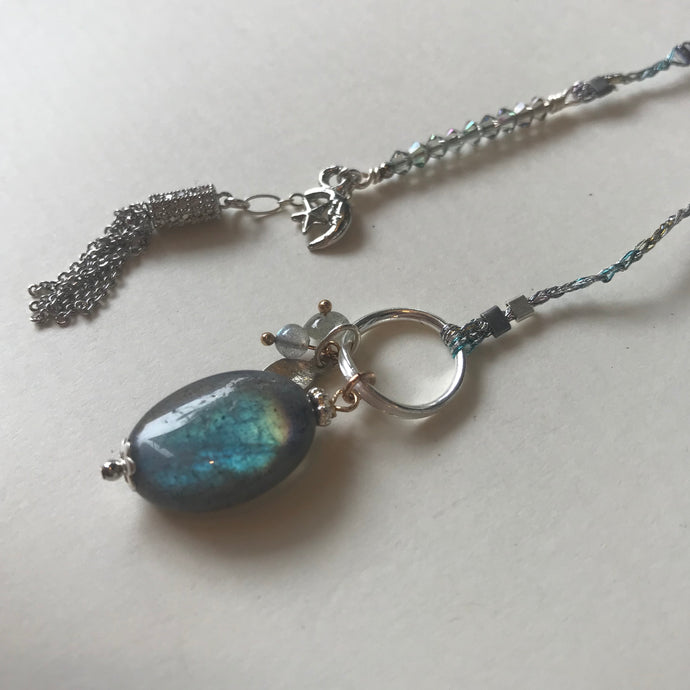 Labradorite Necklace With Silver Tassel