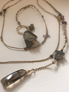 Pyrite Necklace with Quartz