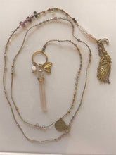 Rose Quartz Necklace with Gold Feather