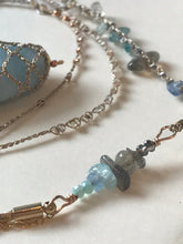 A Grade Blue Aquamarine Necklace With Gold Tassel