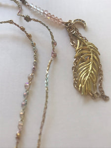 Rose Quartz Necklace with Gold Feather