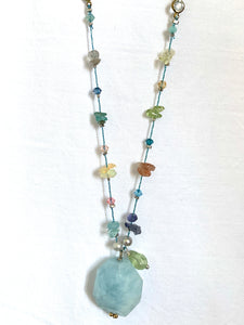 Blue Aquamarine 7 chakras necklace