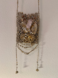 Crystal Pouch Necklace With Rose Quartz & Citrine